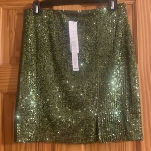 Topshop Green Sequin Lined Short Skirt size 8